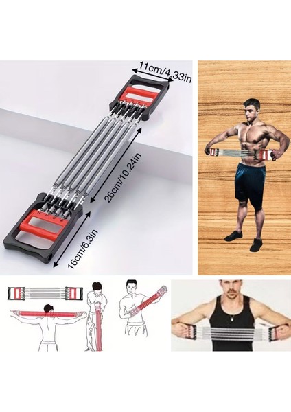 5 Yaylı Ayarlanabilir Çelik Göğüs Yayı - Profesyonel Kol, Omuz ve Sırt Egzersiz Aleti fırsatları