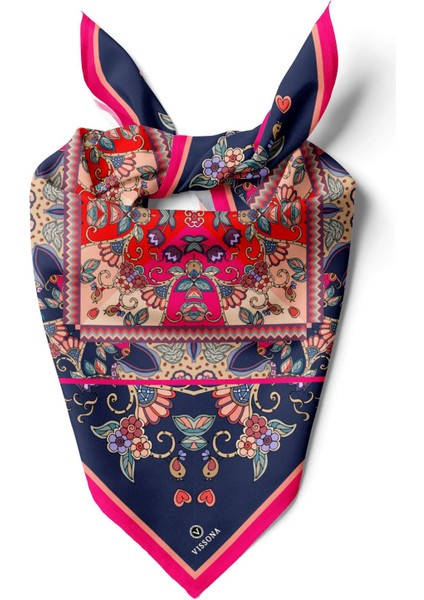 %100 Ipek Etnik Desenli Kadın Bandana