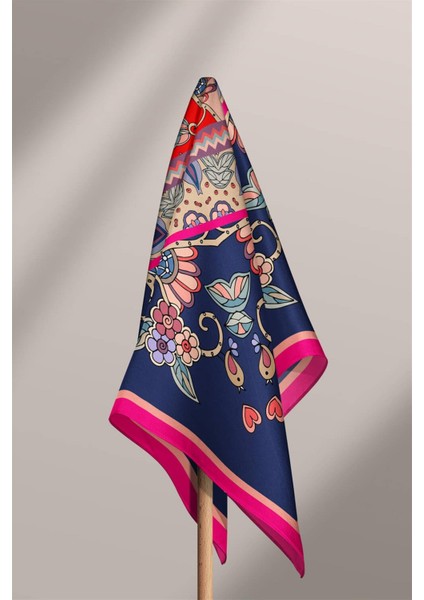 %100 Ipek Etnik Desenli Kadın Bandana