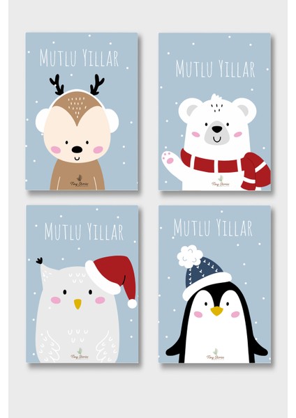 4'lü Yılbaşı Kutlama Kartı Seti/ Kartpostal indirimleri