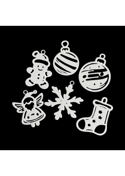 6 Parça Dekoratif Beyaz Yılbaşı Ağacı Süs Seti