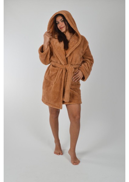 Kapşonlu Unisex Wellsoft Peluş Sabahlık | Borno