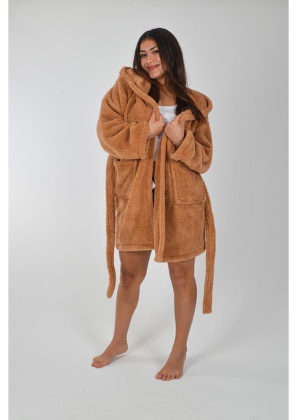 Kapşonlu Unisex Wellsoft Peluş Sabahlık | Borno indirimleri