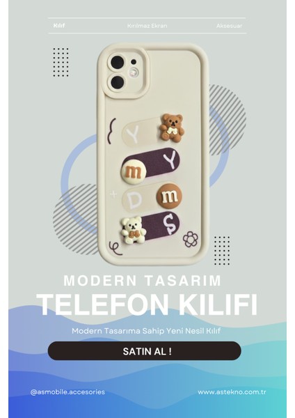 Iphone 12 Uyumlu Kılıf Beyaz Renk Ayıcık Figürlü 3D Kamera Korumalı Darbe Emici Yumuşak Silikon Kapak indirimleri