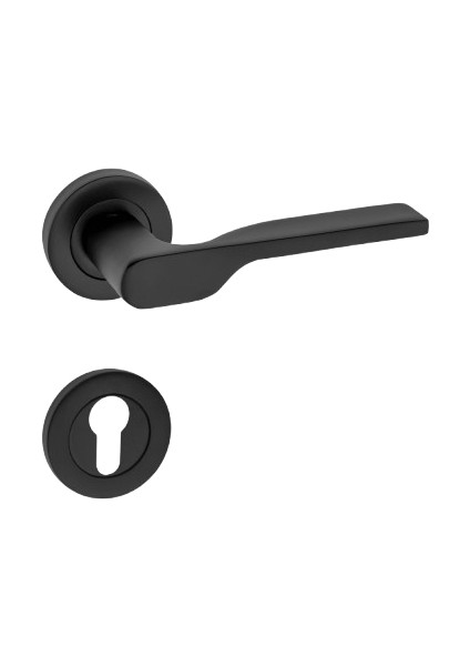 Sedir Kol Yuvarlak Rozetli Siyah Yale Kapı Kolu