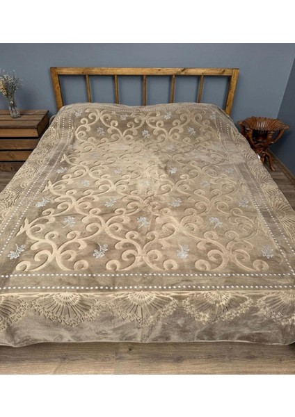 Pırıltı Çift Kişilik Battaniye Bej Silver fırsatları