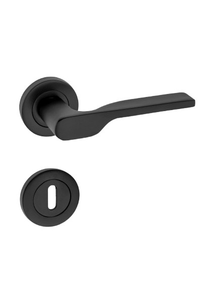 Sedir Kol Yuvarlak Rozetli Siyah Oda Kapı Kolu