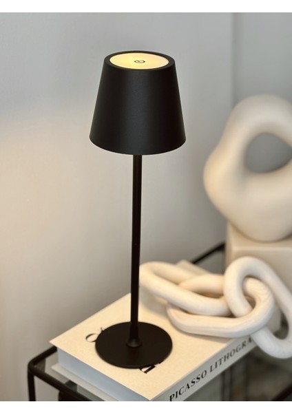 Siyah Metal Dokunmatik Abajur