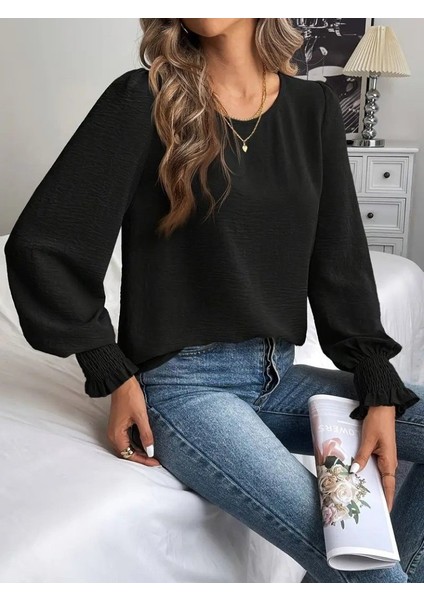 Kadın Uzun Kollu Yuvarlak Yaka Aerobin Bluz fırsatları