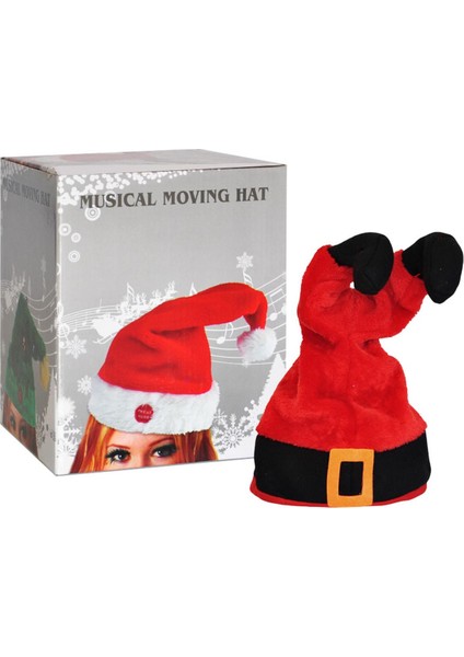 Yılbaşı Dans Eden Müzikli Şapka Müziğe Uyumlu Hareket Eden Parti Şapkası Kırmızı-Siyah modelleri