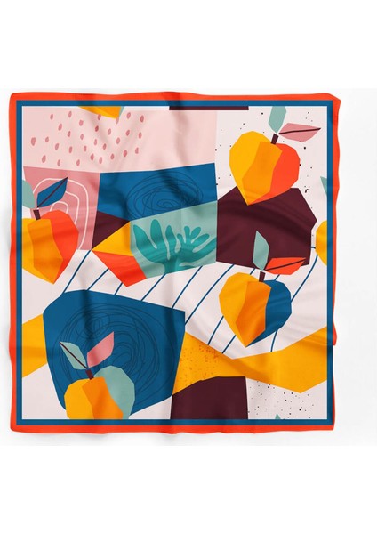 Geometrik Desenli %100 Ipek Bandana 55X55 fiyatları