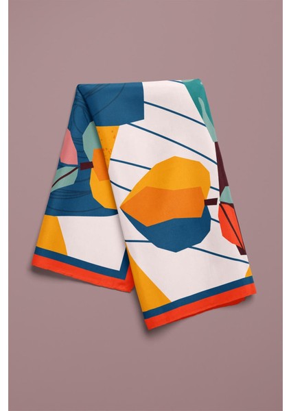 Geometrik Desenli %100 Ipek Bandana 55X55 modelleri
