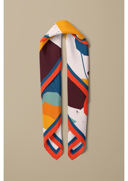 Geometrik Desenli %100 Ipek Bandana 55X55 fırsatları