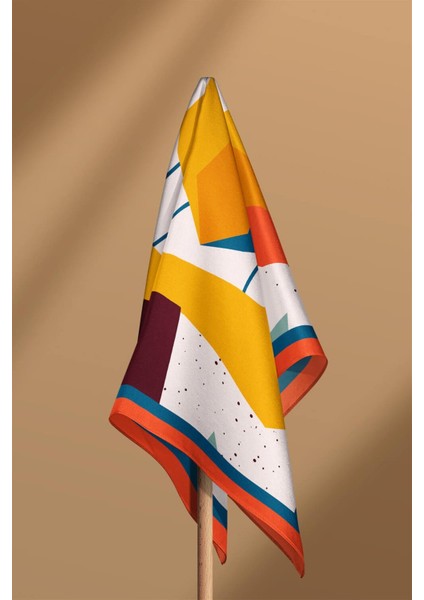 Geometrik Desenli %100 Ipek Bandana 55X55