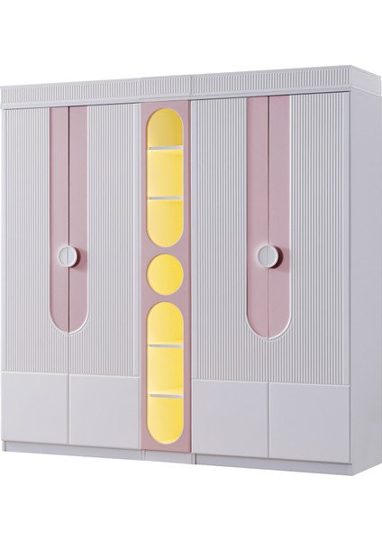 Venüs Çocuk Odası Takımı, Venüs Büyüyen Beşik, Vira 4 Kapaklı Kitaplıklı Dolap, Şifonyer - Pembe fırsatları