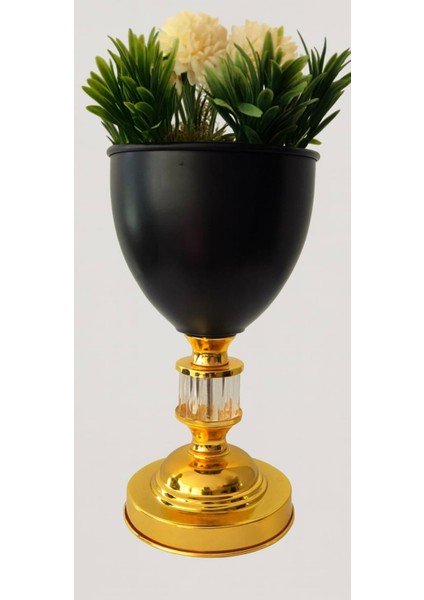 Royal Black & Gold Peony – Lüks Ayaklı Peony Kasımpatı Kokina Aranjmanı