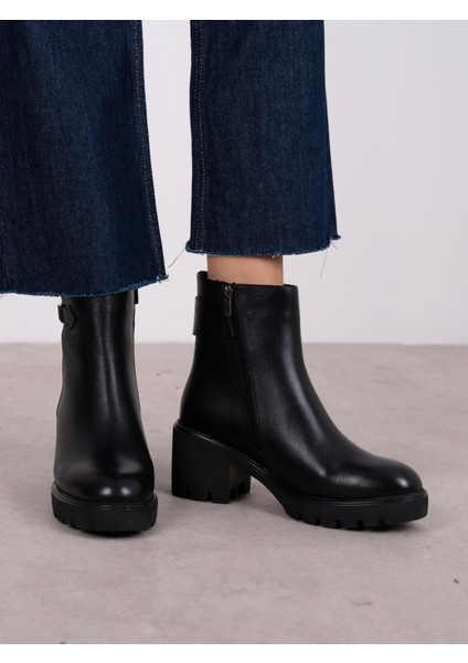 Oribel Siyah Hakiki Deri Kadın Bot