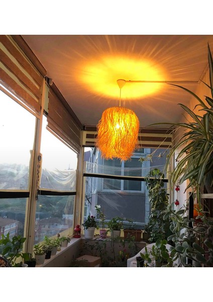 Hasır Rafya Avize Saçaklı Bohem Avize