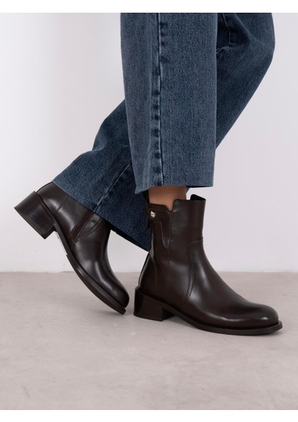 Arna Kahve Hakiki Deri Kadın Bot