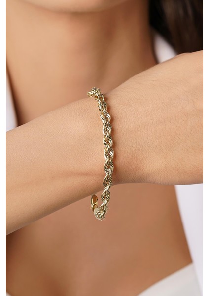 14 Ayar Altın Burgu Halat Zincir Bileklik 5.75 mm