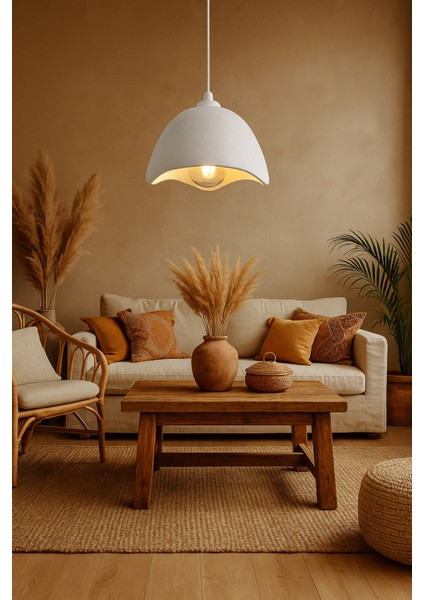 Şapka Form Beton Görünümlü Sarkıt Avize