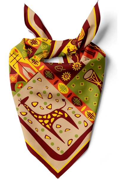 Geometrik Desenli Ipek Bandana