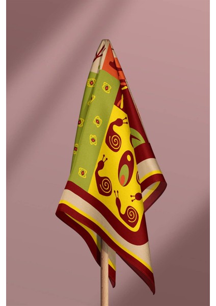 Geometrik Desenli Ipek Bandana