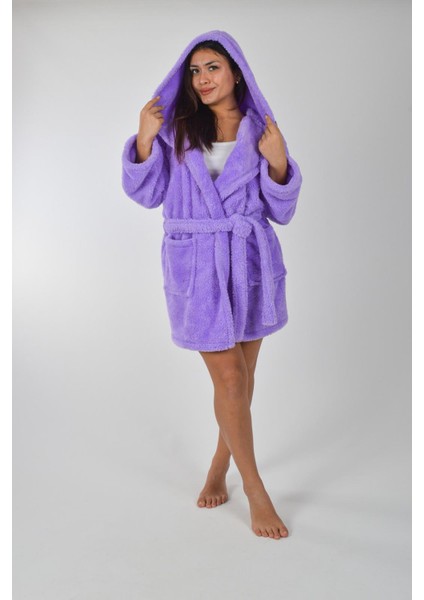 Kapşonlu Unisex Wellsoft Peluş Sabahlık | Borno