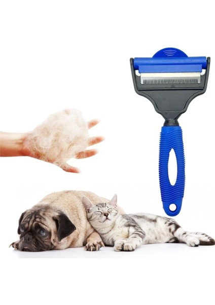 Profesyonel Ergonomik Saplı Çift Taraflı Evcil Hayvan Pet Kedi Köpek Fırçası Tarak ve Tırmık