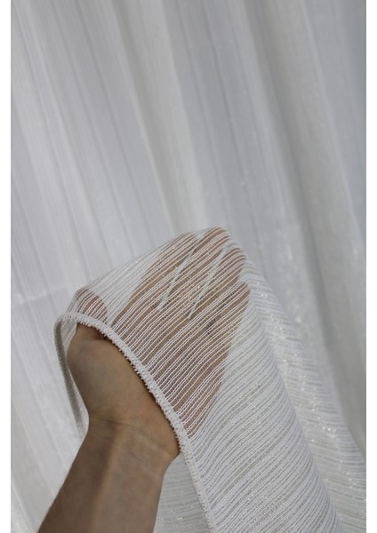 Simli Düz Çizgili Döner Tül Seyrek (1 x 2) Pileli modelleri