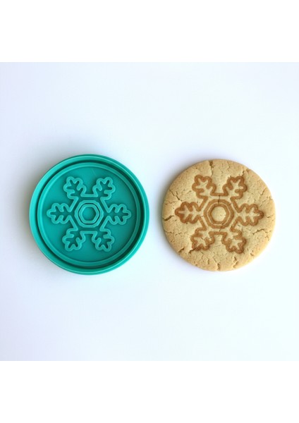 Yuvarlak Kar Tanesi Kurabiye Kalıbı ve Damga Seti | Yılbaşı Figürü | Kış Temalı Parti | Şeker Hamuru, Kil Şekillendirici