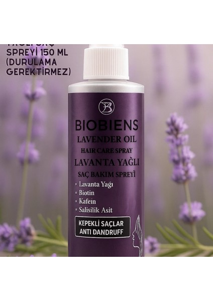 Biobiens - Lavanta Yağlı Saç Spreyi 150 ml (Biotin & Kafein & Salisilik Asit) (Kepekli Saçlar)