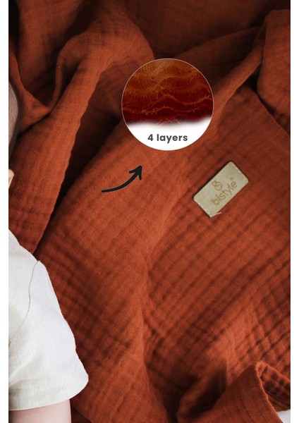 Bistyle Müslin Battaniye 120X120 cm 70101 Kiremit modelleri