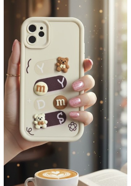 Iphone 11 Uyumlu Kılıf Beyaz Renk Ayıcık Figürlü 3D Kamera Korumalı Darbe Emici Yumuşak Silikon Kapak modelleri