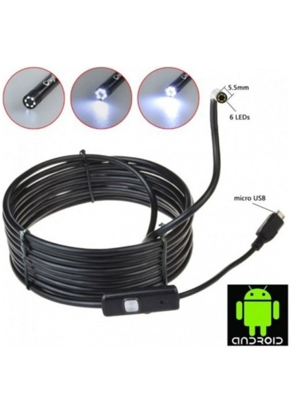 Endoskop Yılan Kamera 2 Metre Wifi Android Uyumlu Su Geçirmez