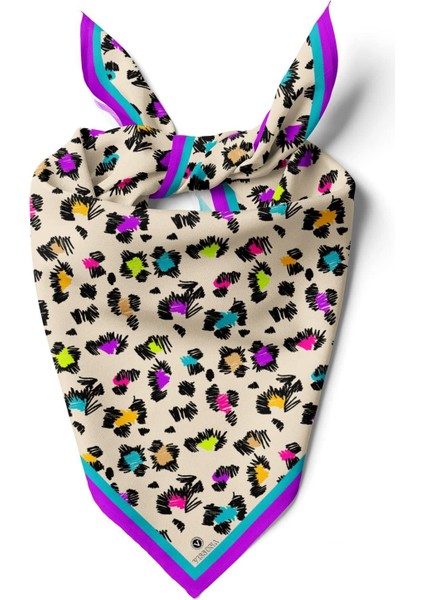 Leopar Desenli Ipek Bandana