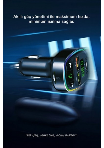 Bluetooth Fm Transmitter – 3 USB Portlu Süper Hızlı Araç Şarj Cihazı fırsatları