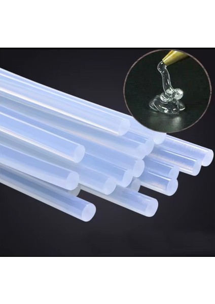 Silikon Tabancası Için Ince Silikon Çubuk 10’lu Paket – Şeffaf