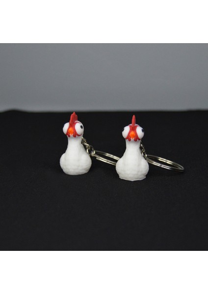 3D Sevimli Beyaz Horoz Çanta Süsü ve Anahtarlık