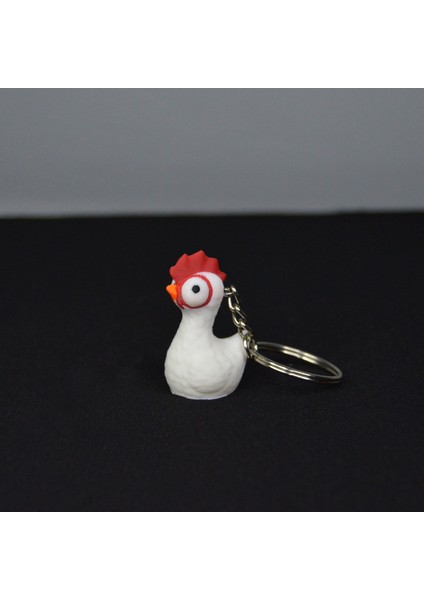 3D Sevimli Beyaz Horoz Çanta Süsü ve Anahtarlık modelleri