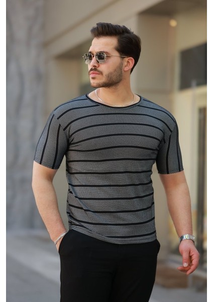 Erkek Petek Desenli Kısa Kollu T-Shirt