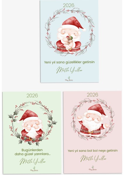 3'lü Yılbaşı Kutlama Kartı Seti/ Kartpostal modelleri
