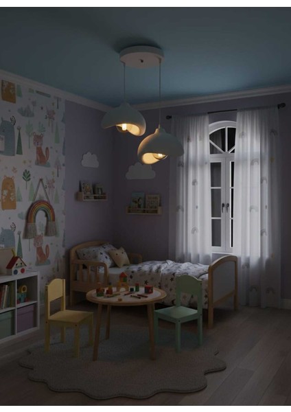 Natural Beton Görünüm 2 Li Sarkıt Avize Bohem Modern Rustik (Rustik Ampul Hediyedir.)