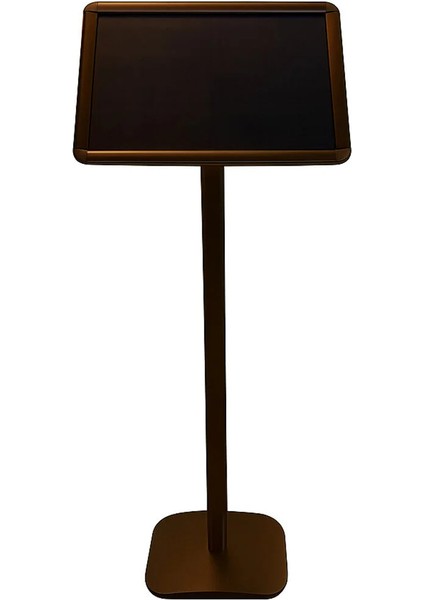 A4 Bronz Renk Ayaklı Alüminyum Yönlendirme Menü Reklam Panosu Rondo Köşe 21 x 30 x 110 cm