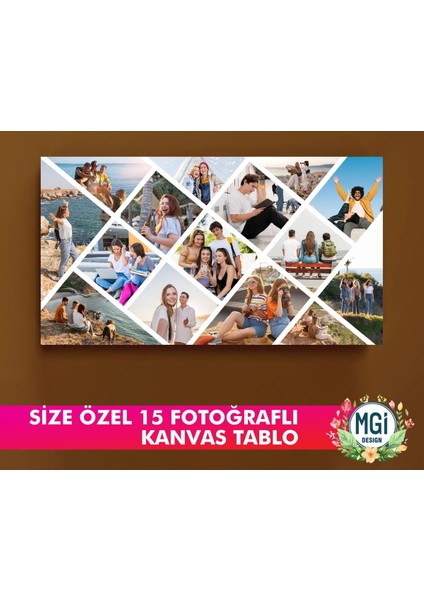 Kişiye Özel 15 Fotoğraflı Premium Kanvas Tablo 50X70 cm Ölçü modelleri