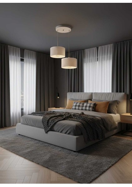 Lüks Beyaz Renk 2'li Modern Dekoratif Salon, Oturma Odası ve Mutfak Sarkıt Avize (Lamba Hediyedir) indirimleri