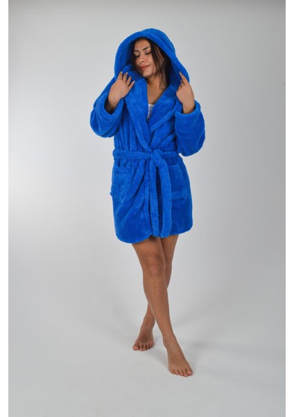 Kapşonlu Unisex Wellsoft Peluş Sabahlık | Borno