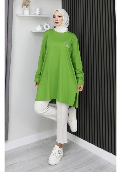 Büyük Beden Dijital Baskılı Penye Tunik 9134B-02 Yeşil