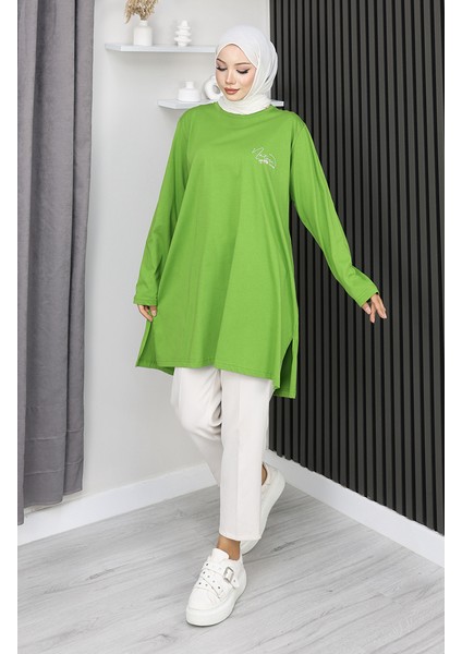 Büyük Beden Dijital Baskılı Penye Tunik 9134B-02 Yeşil modelleri