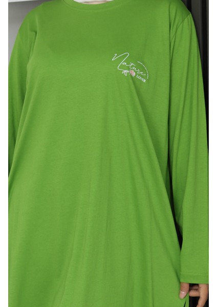 Büyük Beden Dijital Baskılı Penye Tunik 9134B-02 Yeşil indirimleri